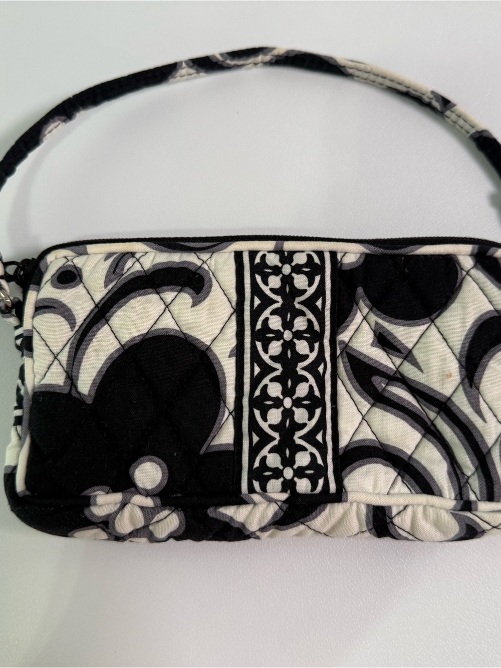 Vera Bradley Night Day Wristlet Black White Quilted Cotton Wallet Clutch Purse